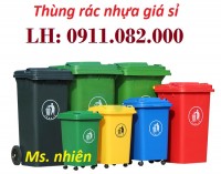 Phân phối thùng rác giá rẻ- thùng rác 120L 240L, thùng rác nắp kín- lh 091108200