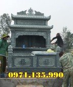 96- Mẫu mộ đôi bằng đá xanh rêu cẩm thạch đẹp bán Quảng Ninh