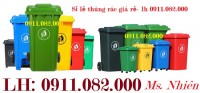 Sỉ thùng rác 660 lít giá rẻ tại vĩnh long- Thùng rác màu xanh, cam- lh 091108200